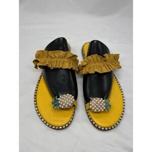 Shishang Pineapple Slide Sandals Size 39  8-8.5 Womens Pearl Beach Vacation NEW